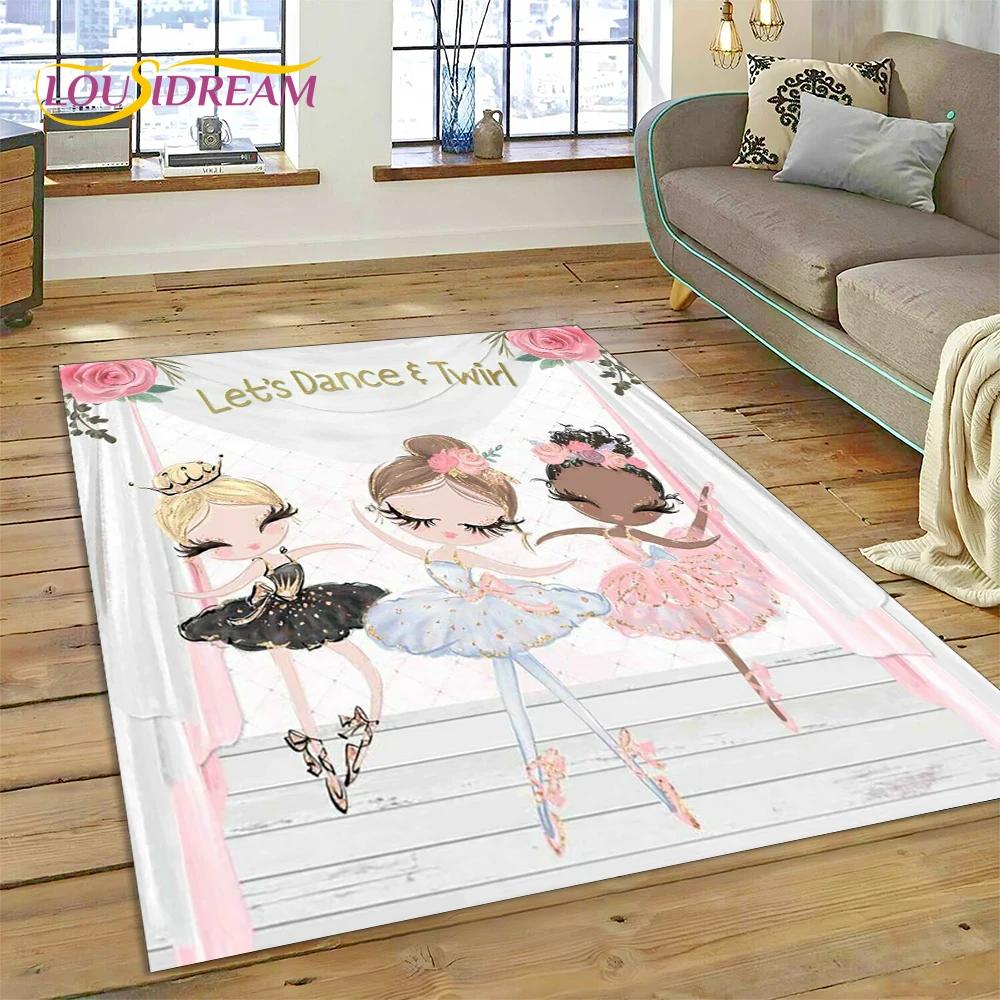 Alfombra Alfombra de Dibujos Animados de Hada Bailarina de Ballet de Ensueño Linda para Decoración de Sala de Estar Dormitorio, Decoración Antideslizante para Sofá Felpudo Niño