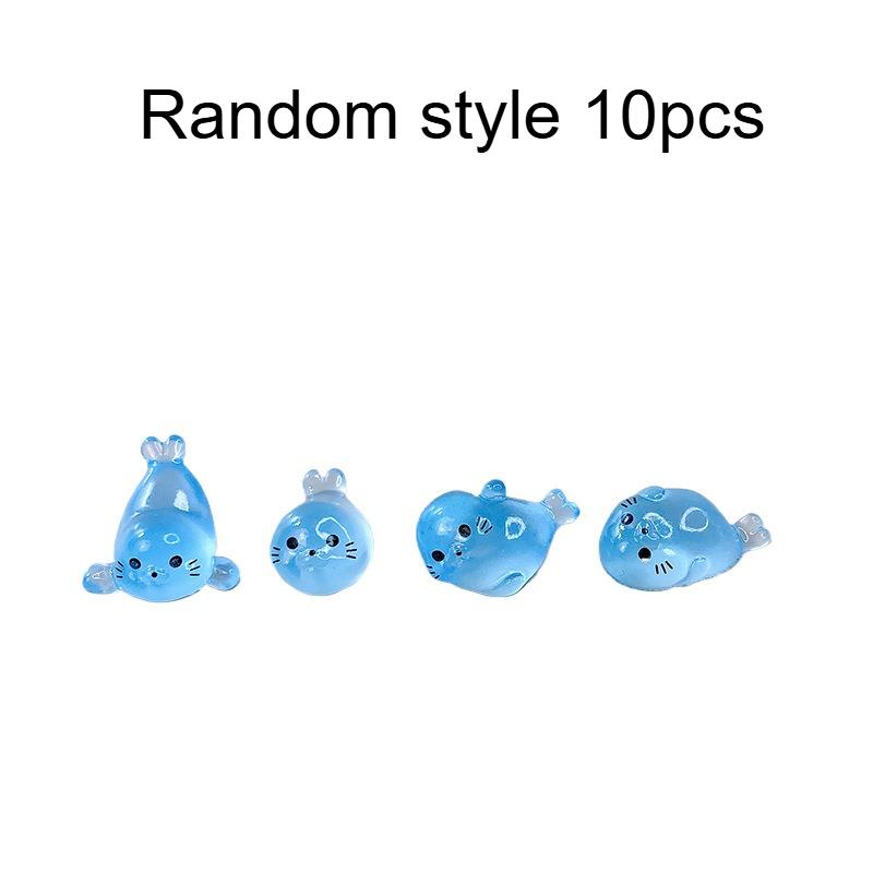

10pcs Luminous Mini Seal Resin Ornament - Creative Gift for Desktop Home Decoration , Cute Cartoon Glowing Marine Animal Model