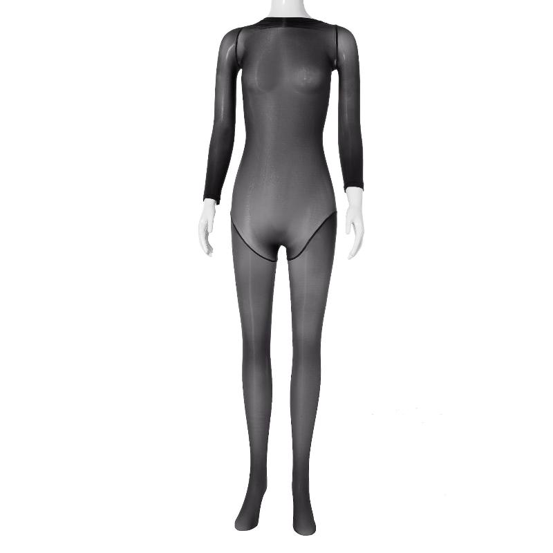 Women Fullbody Jumpsuit Oil Shiny Glossy Transparent Ultra Elastic Stockings Sexy Aurora Ultra-Thin Silky Seamless Pantyhose