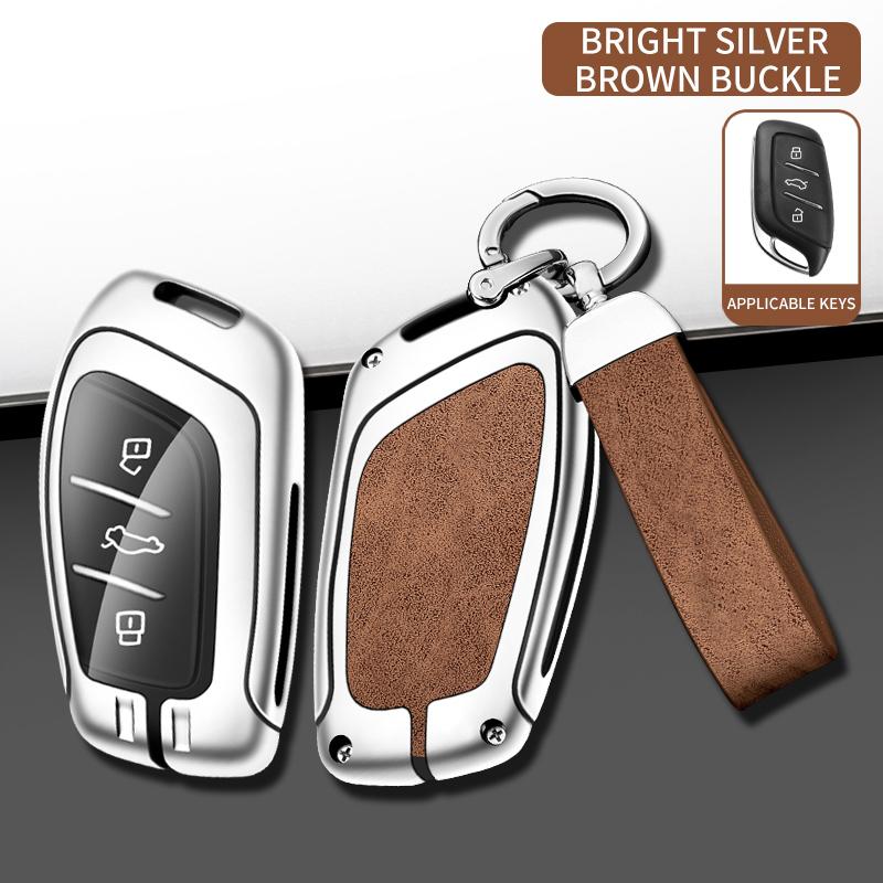 Leather Car Metal Key Case Cover For MG 4 2023 Mg4 Ev MG HS GT ZS EV ZX MG5 MG6 for Roewe RX3 RX5 RX8 ERX5 I6 I5