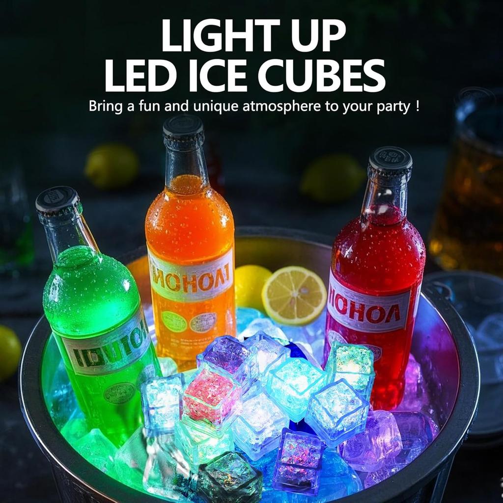 6/12Pcs Reusable Light Up Ice Cubes Glow in The Dark Ice Cubes for Drinks Waterproof Glowing Party Wedding Bars Decoration