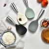 Stainless Steel Handle Silicone Rice Spoon Non-stick Anti Scalding Rice Shovel Heat-resistant Household Canteen Serving Spoon