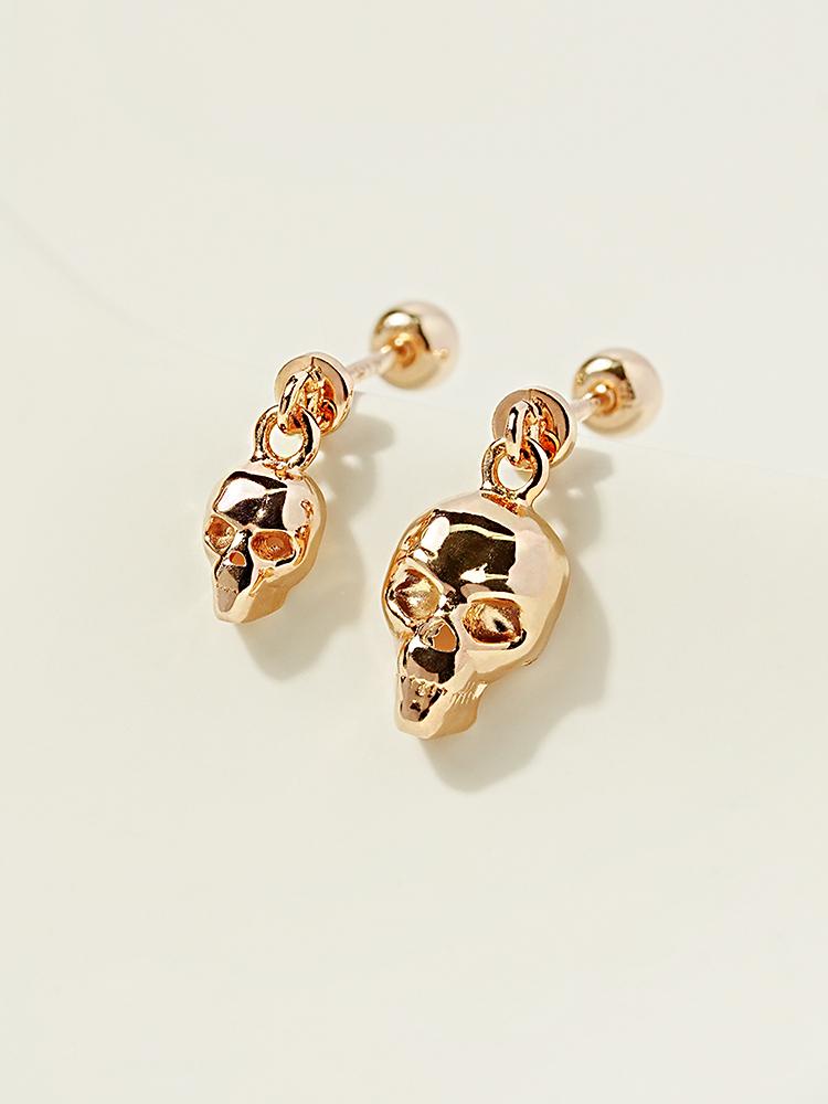 Minimalpiercing 14K Skull Drop Piercing Earrings