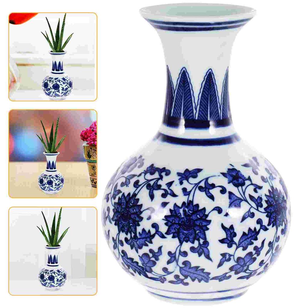 1pc Blue White Ceramic Vase Small Flower Vase Home Decorations Desktop Bottle Centerpiece Vase Living Room Accessories Tabletop