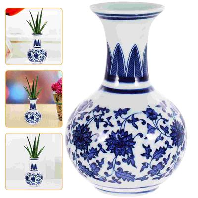 1pc Blue White Ceramic Vase Small Flower Vase Home Decorations Desktop Bottle Centerpiece Vase Living Room Accessories Tabletop