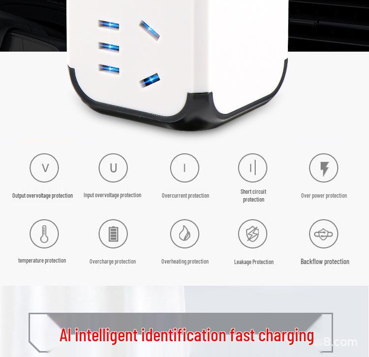 12V/24V auf 220V Auto- und LKW-Wechselrichter mit USB-Schnellladebuchse