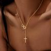18K Gold Mini CZ Zirconia Infinity Cross Necklace