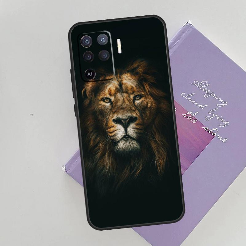 King Of The Jungle Lion Phone Case For Oppo A54 A74 A94 A15 A16 A17 A52 A72 A76 A96 A57 A58 A78 A98 A53S Cover Case