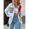 New Fall Women's Striped Patchwork Printed Shirt Casual Vacation Fashion Top