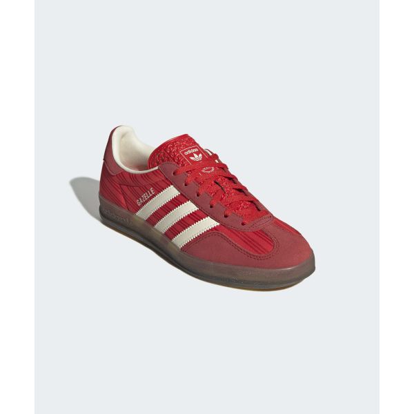 adidas Gazelle Indoor Red Pinstripe Satin Women Sneakers Better-Scarlet Cream-White JS1411