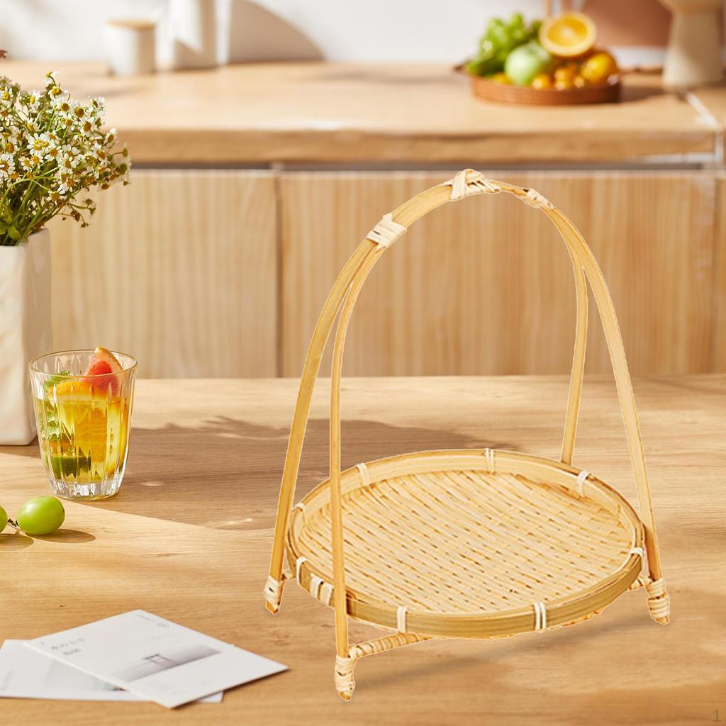 Handgewebte Obstkorb Brot Gemüse Lagerung Stehen Tabletts Platte Lebensmittel