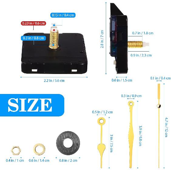 DOITOOL Silence Quartz Clock Movement Silent Clock Mechanism Long Shaft Replacement Clock Kits Wall Clock Movements Mechanism Parts with 3 Hands No