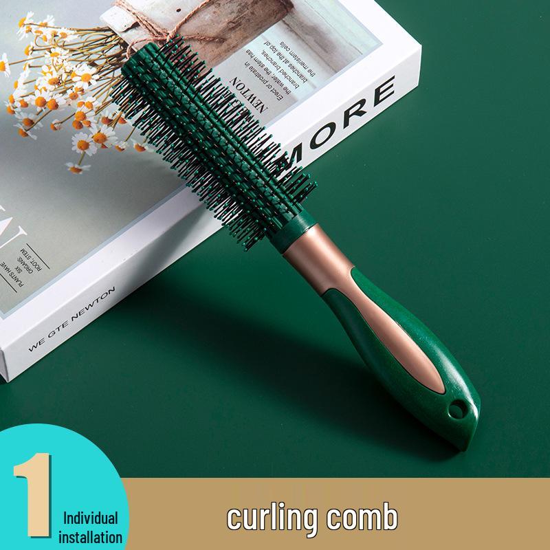 Dark Green Air Cushion Massage Comb for Straight & Curly Hair - Negative Ion Technology