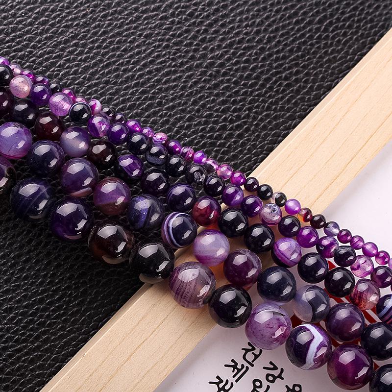 Crystal Striped Purple Agate Bracelet Beads for DIY Jewelry Making