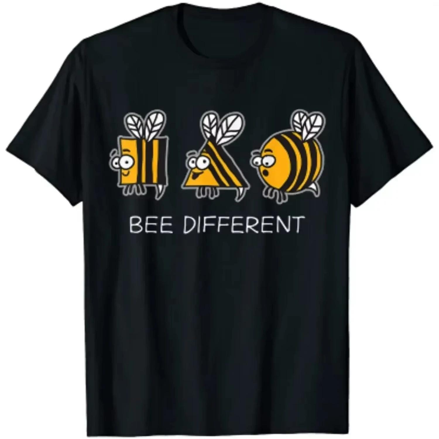 Bees Patterned Printed Cotton T-Shirt - 2026 Summer New Design - Men s and Women s Outdoor Leisure Wear S чёрный