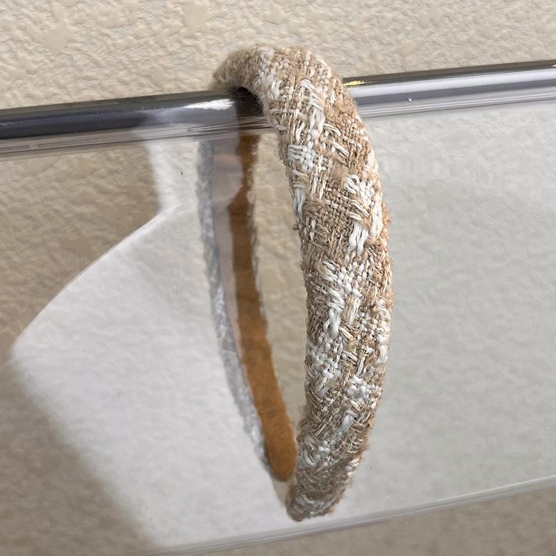 Retro New Lattice Tweed Headbands for Women Temperament Hair Bands Solid Sponge Hair Hoop Autumn Winter Fashion Hair Accessories