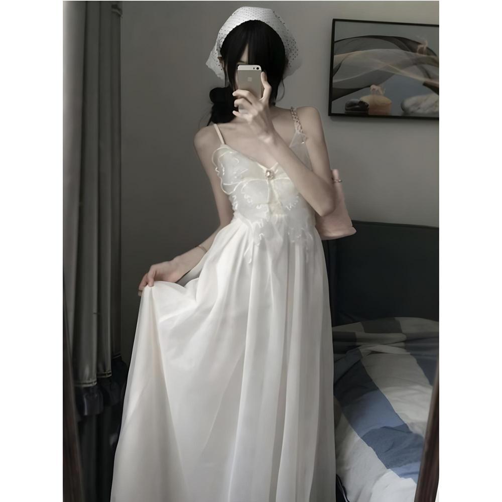 Small Fresh Mesh Vacation Dress Women's Summer Explosion Niche Mori Xilan Butterfly Dream Dress