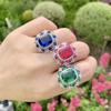 Jewelry Women'S, Simulation Red Glass Ring With Diamonds Women'S Ring Main Stone 10 * 12