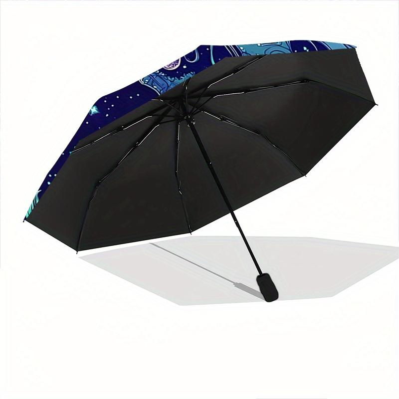 1pc Butterfly Art Automatic Opening and Closing Umbrella, Lightweight 3-Fold, With Cute Cartoon Characters, Suitable for Home, Outdoor and Daily