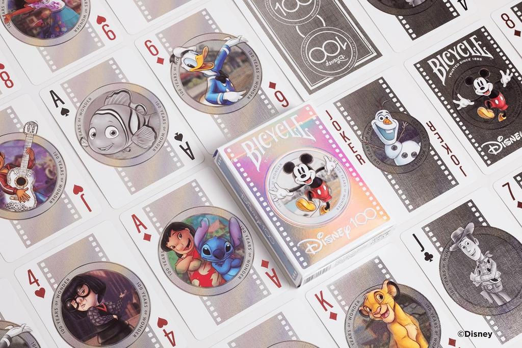 Bicycle Disney Limited Edition 100th Anniversary Playing Cards Holographic Foil with Over 20 Iconic Disney Silver Characters, 10040761,