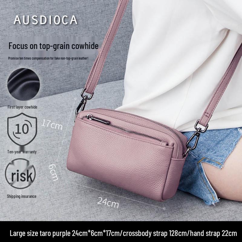 2025 Summer Women's Cowhide Crossbody Phone Bag - Soft Leather, Large Capacity Clutch & Shoulder Bag