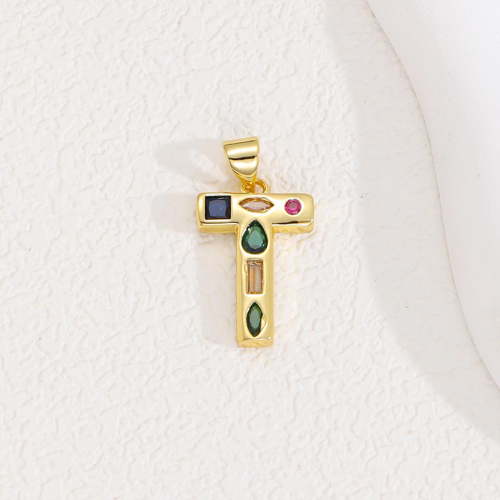 Multicolor Zircon A-Z Letters Pendant Necklace Crystal Water Drop 26 letters Pendant Necklace Gold Plated  Gift for Women