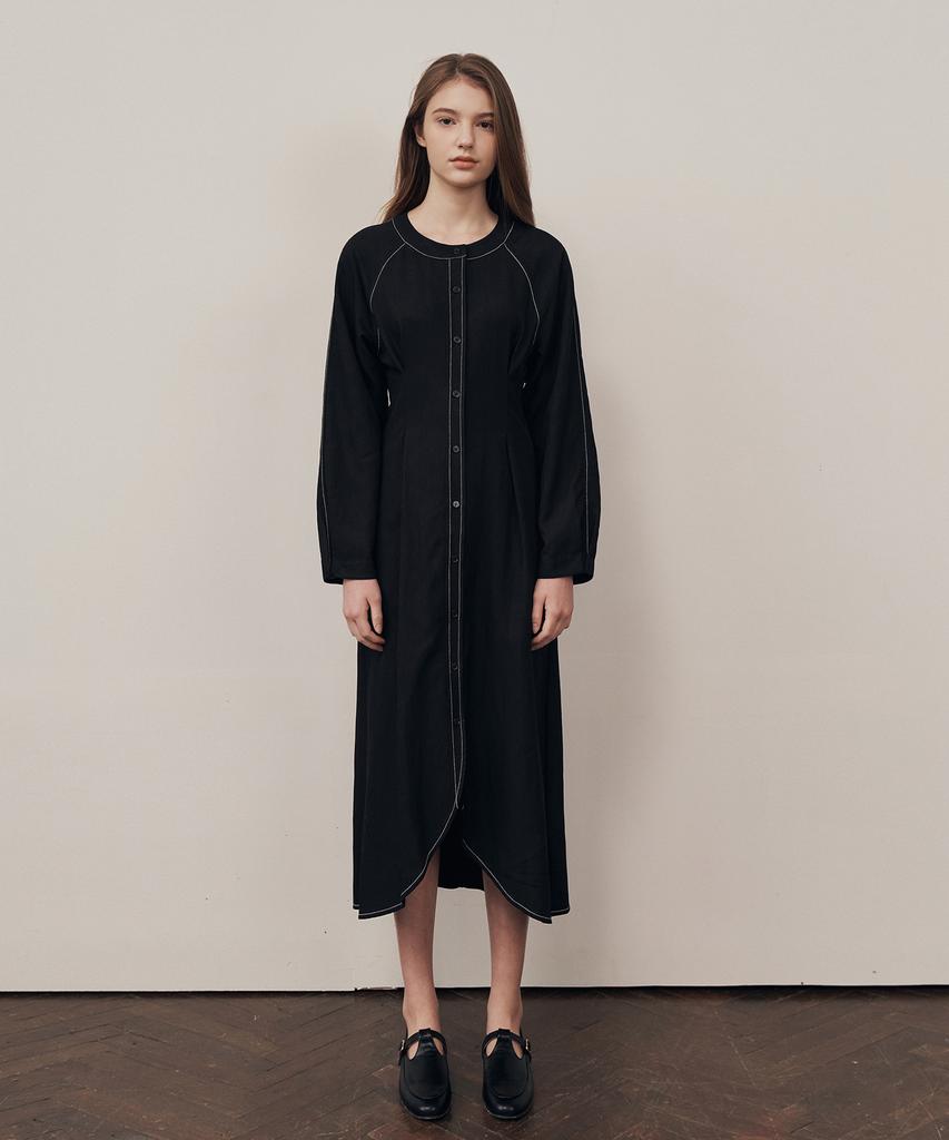 ADAUL Stitch Round Dress - Black