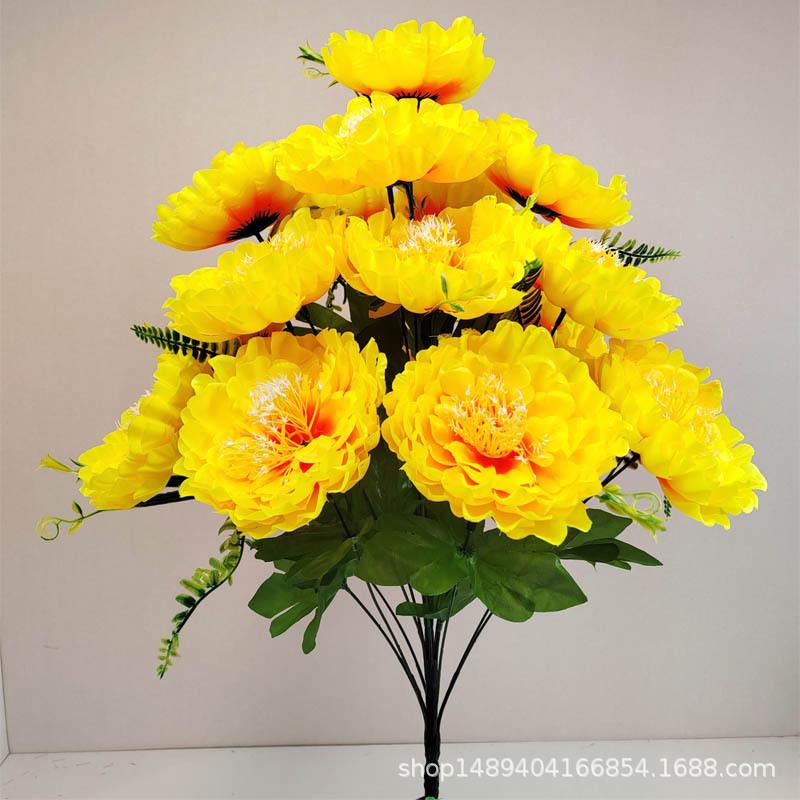 Artificial Flower 18 Heads Flash Peony Put Flower Living Room Decoration Silk Flower Indoor Flower Fake Flower