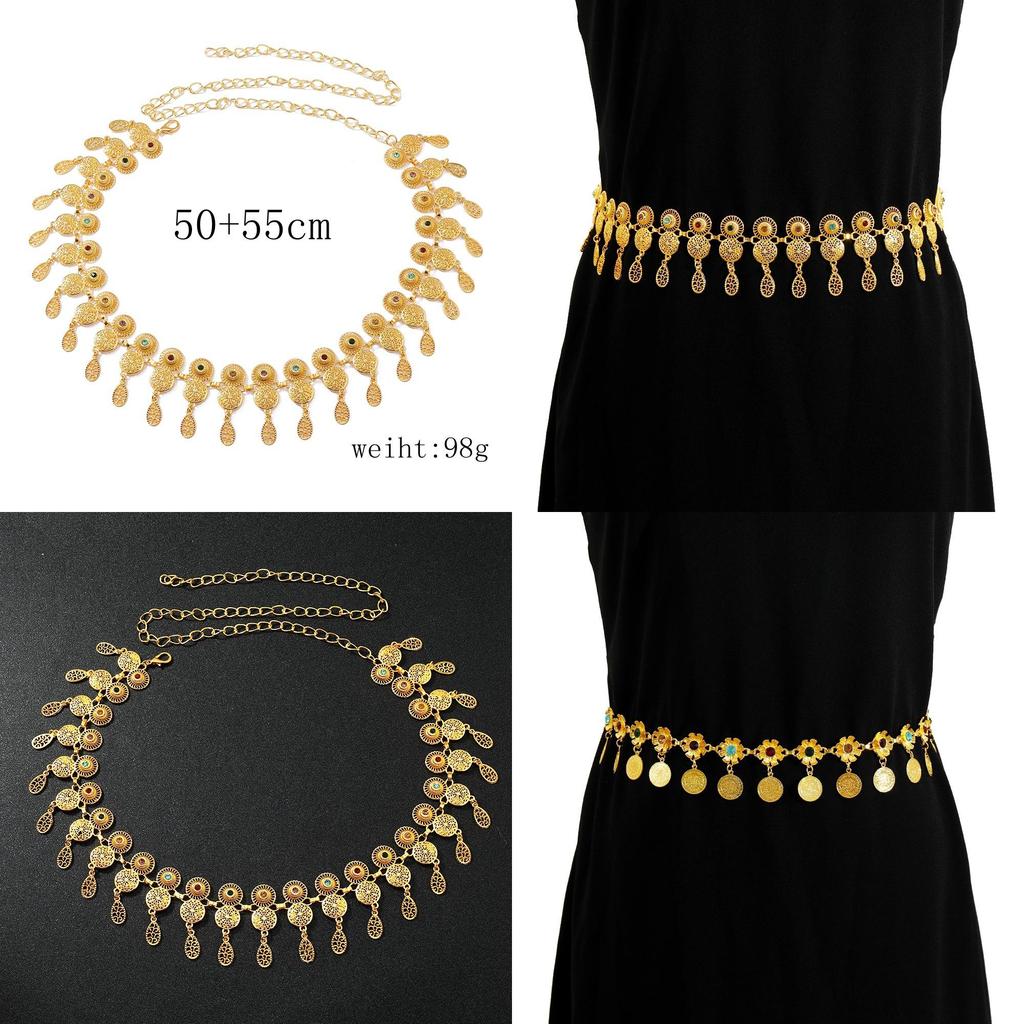 Metal Waist Chain For Women With Hollow Carving And Dangle Waterdrop Pendant Summer Fashion Accessory