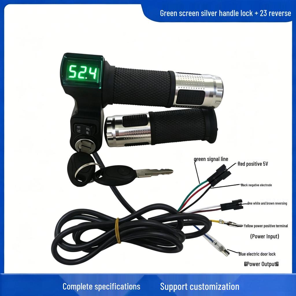 Green Screen Electric Vehicle Throttle Twist Grip with Voltage Display