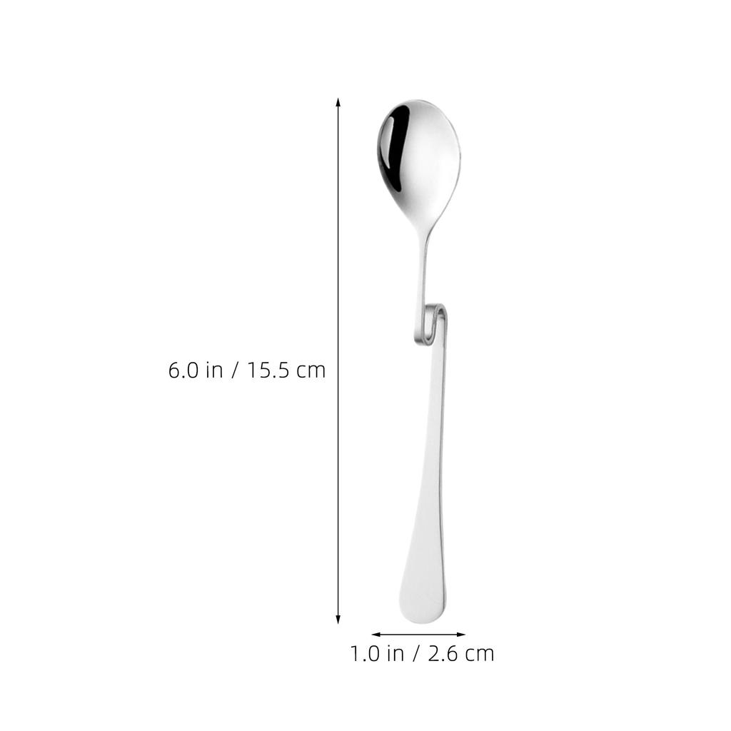 6 st Hängande Kaffesked Rostfritt Stål S-formad Böjt Handtag För Te Iskaffe Smoothie Yoghurt Glass Rörning Dryck
