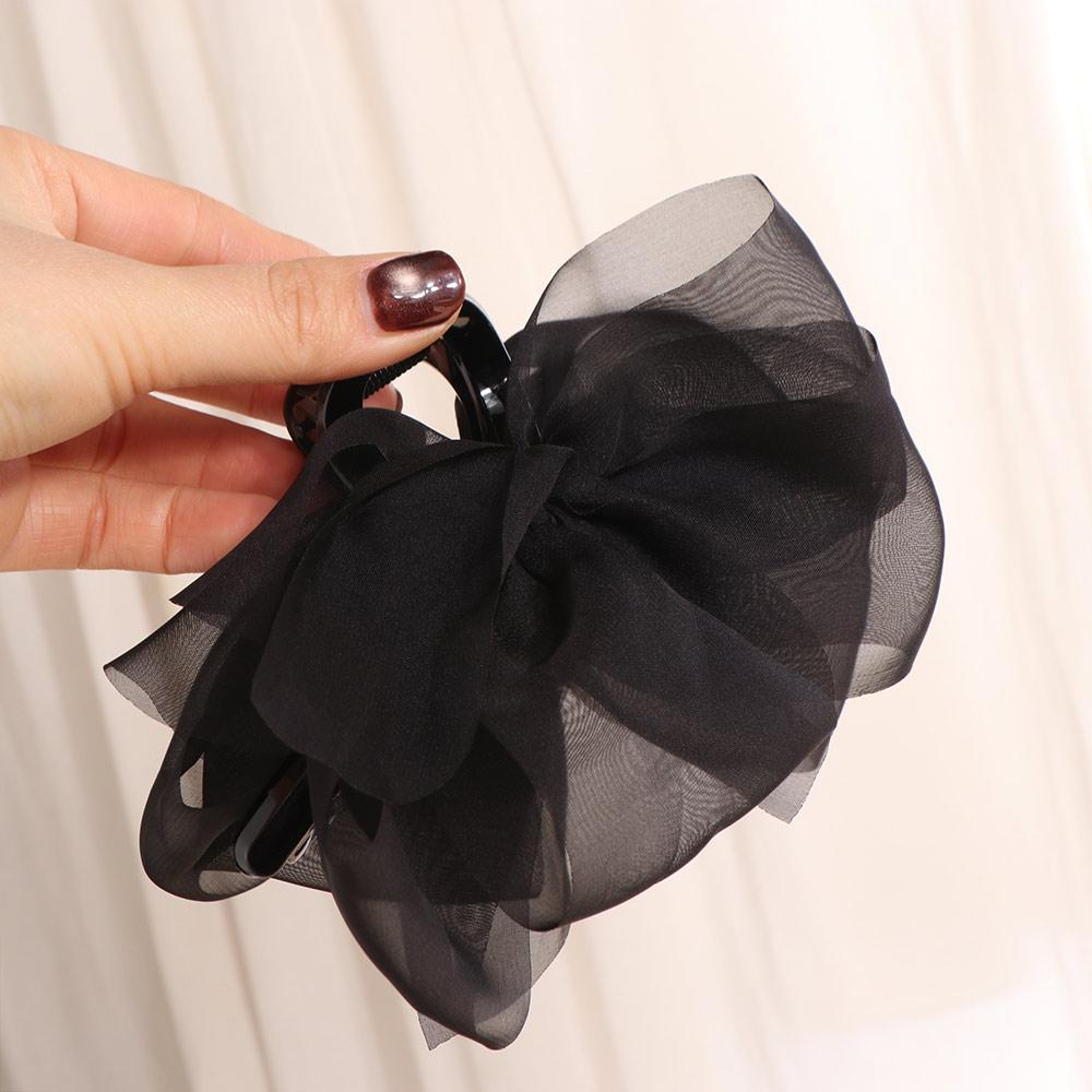 Zoete Strik Haai Clip Groot Vrouwen Haar Pakker Luxe Chiffon Haarklauw Meisje