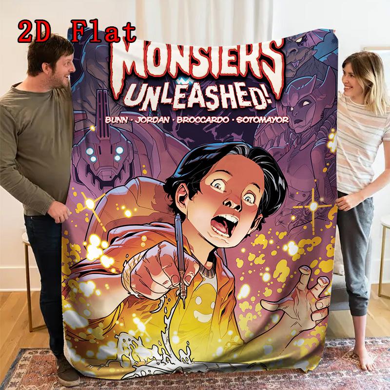 Monsters Unleashed 2D Flat Pattern Flannel Blanket High quality All Seasons Warmth and Comfort Perfect for Christmas Gifts.AMT261020122