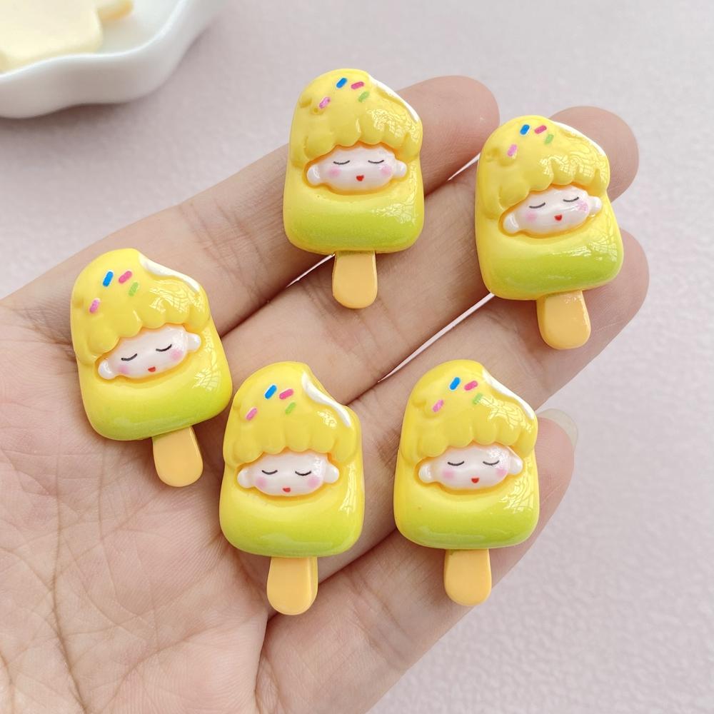 10 Stück Cartoon Kleines Mädchen Eis Harz Dekoration Bastelartikel Flache Rückseite Scrapbooking Handy Dekoration Verzierungen DIY Zubehör