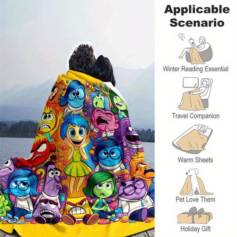 1pc Inside Out Printing Blanket - Soft, All-Season Throw for Living Room, Bedroom,Personalized Gift with Adorable Cartoon Design