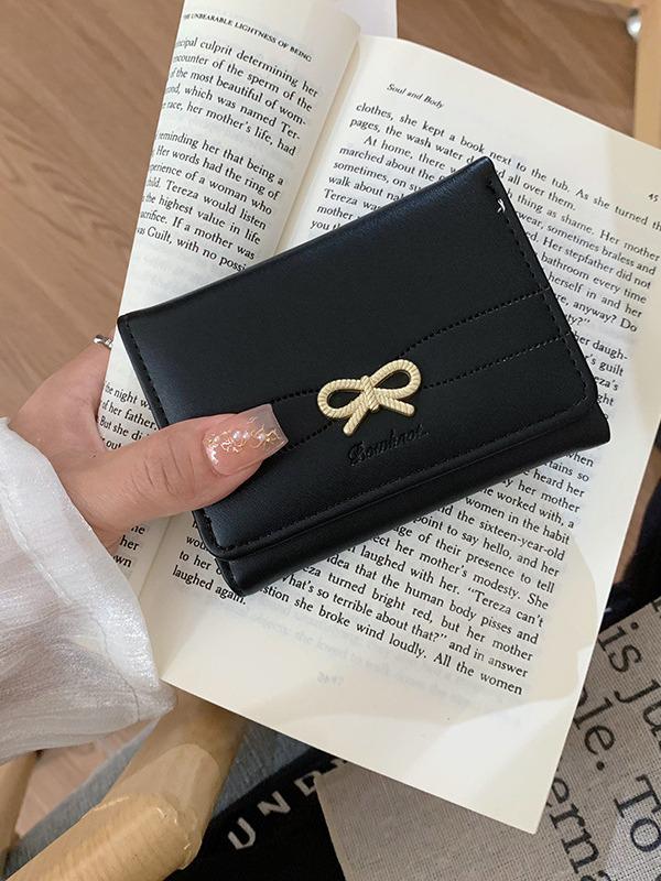 Women's Bowknot Short Foldable Wallet - Korean Style