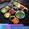 Golden Korean-Style Dual & Triple Compartment Stainless Steel Dipping Sauce Dish