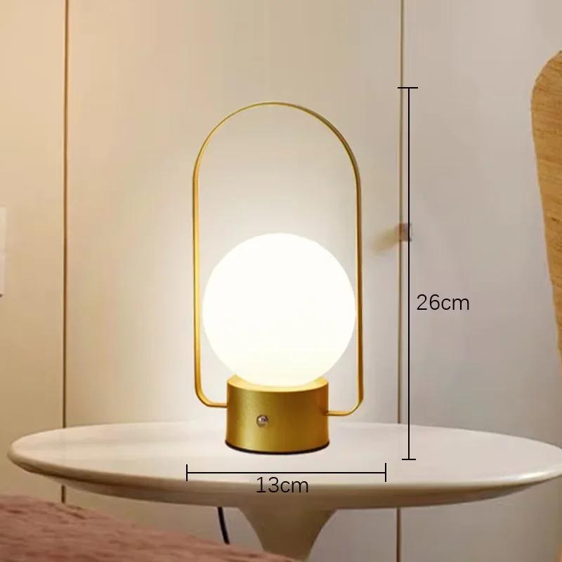 

LED Table Lamp Nordic Atmosphere Living Room Decoration Night Light Charging Hanging Light Exposed Handheld Camping Table Lamps золотий