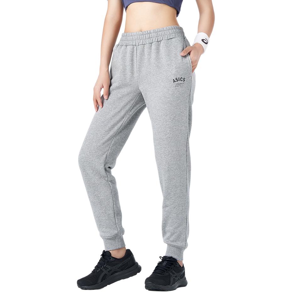 Asics Solid Color Outdoor Fleece Casual Elastic Straight Leg Knit Sports Pants Women bottoms Light-Gray 2032C121-021