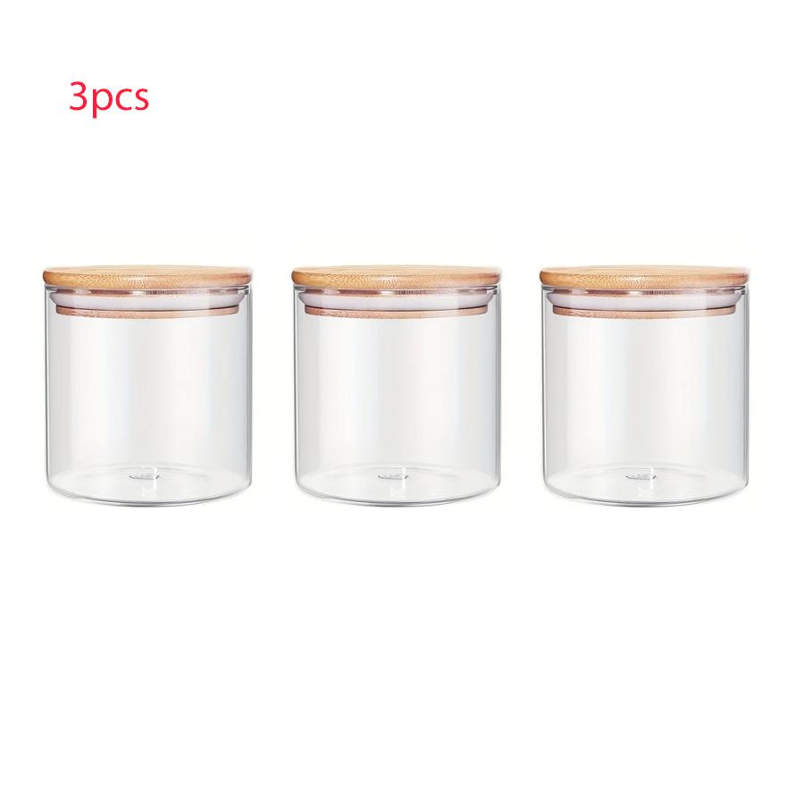 22oz Set Of 6 Glass Jars With Airtight Bamboo Lids Glass Kitchen Canisters Clear Container For Food Storage Of Dry Goods Cookie