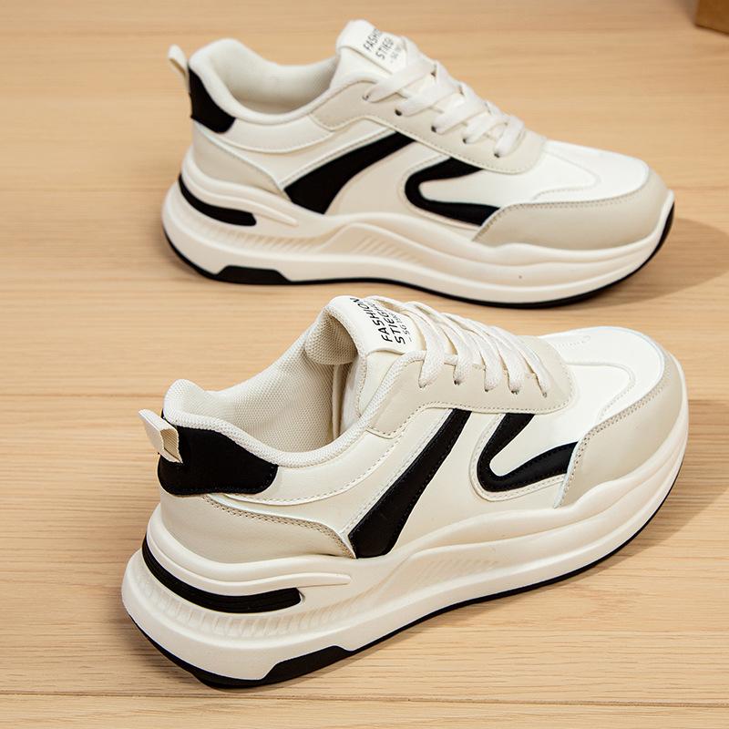 Fashion Four Seasons White Shoes Women's 2025 New Thick-soled Comfortable Women's Dad Shoes Versatile Women's Sports Board Shoes K901