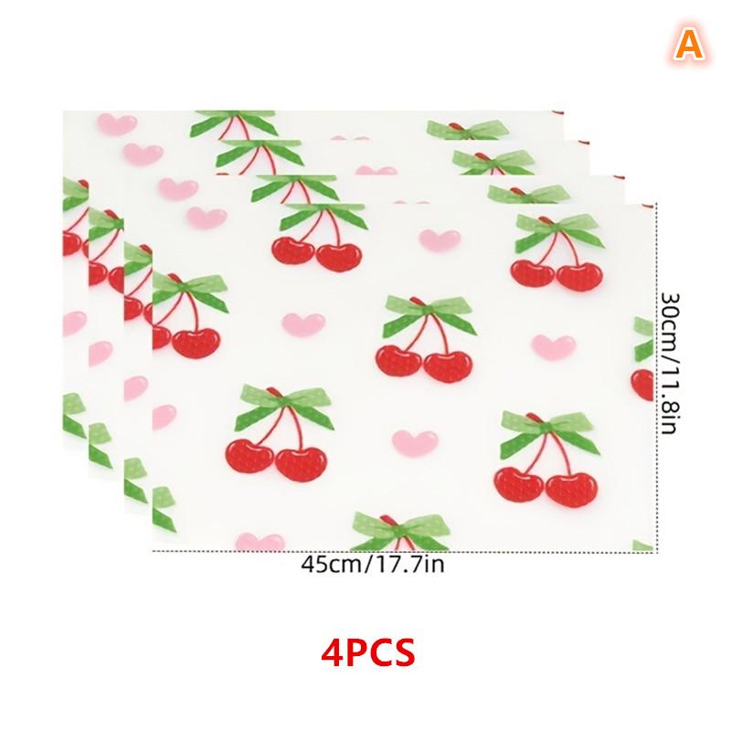 4PCS Fridge Shelf Pad Waterproof Anti-oil Cuttable Washable Reusable Kitchen Placemat for Dining Table Countertop A