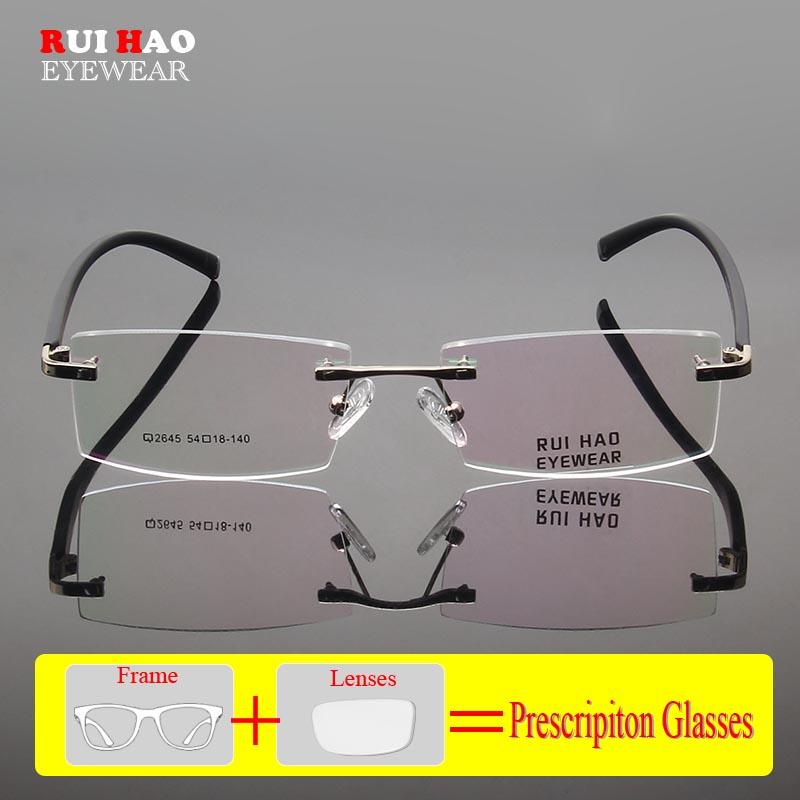 Customize Prescription Glasses Men Women Leisure Myopia Hyperopia Spectacles Rectangle Rimless Eyeglasses Fill Resin Lenses 2645