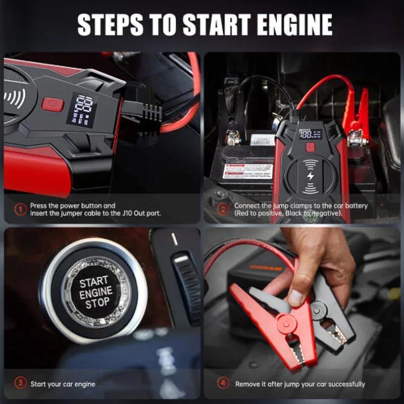 39800mAh Car Jump Starter 1200A LED Display Power Bank Battery Booster 12V Car Battery Charger Starting for Car 4-6L Vehicle