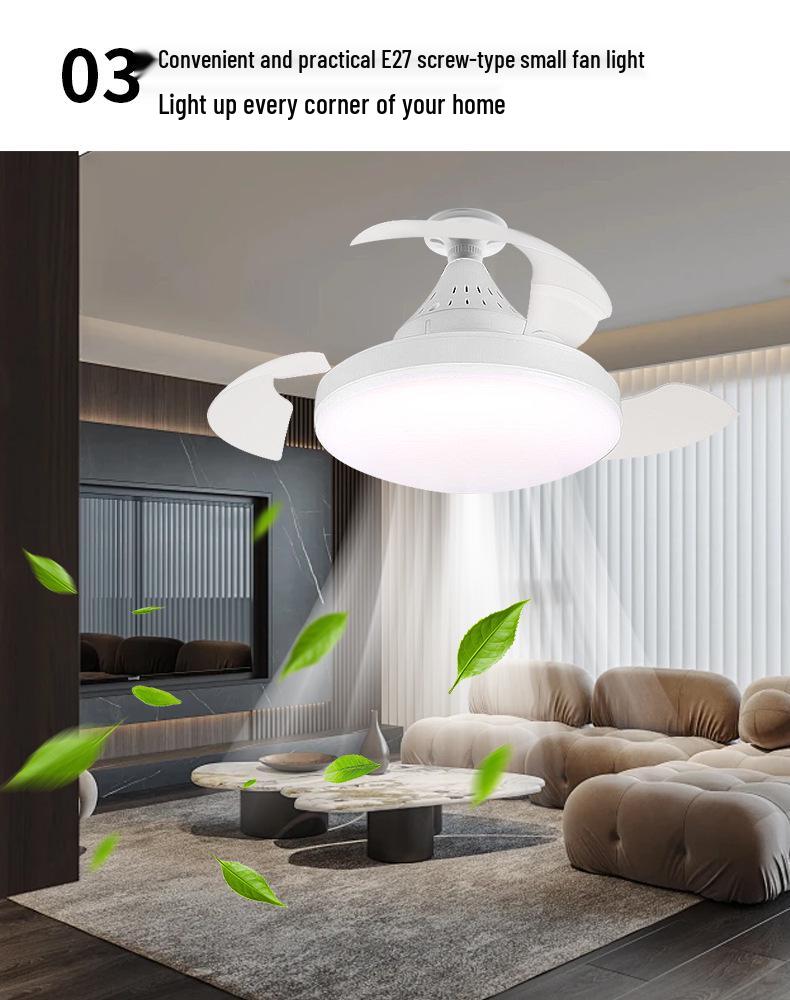 **Silent Ceiling Fan & Light: Invisible E27 Mount for Bedroom, Dining & Living Room**