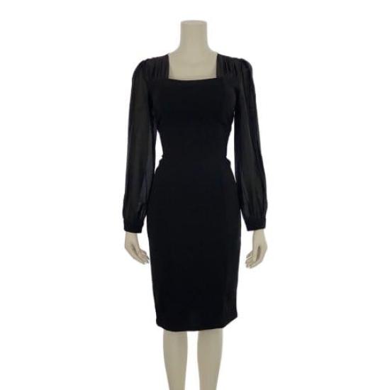 GRAXIA Cabaret Midi Dress for Hostess Long Square Size M Dress, Dress, One-Piece Hostesses, Clubs, Lounges, Sleeves, Neck, Pearl-Style Buttons, Sheer,