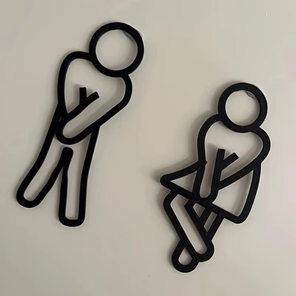 2D Flat Funny Bathroom Signs Restaurant Hotel Cafe Restroom Door Decor for Men Women