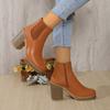 Women's Boots European and American Round Toe Side Zipper Thick Heel Short Boots High Heel Women's Boots