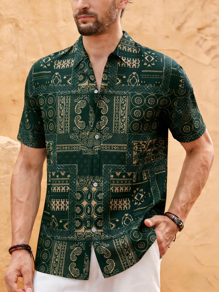 2026 Men's Short Sleeve Shirt Multicolor Ethnic Pattern HD Print Lapel Shirt Hawaiian Outdoor Men's Designer Shirt Fast Shipping
