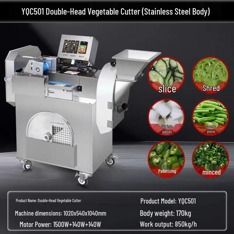 Automatic Double-Head Vegetable Cutter & Slicer for Commercial Use